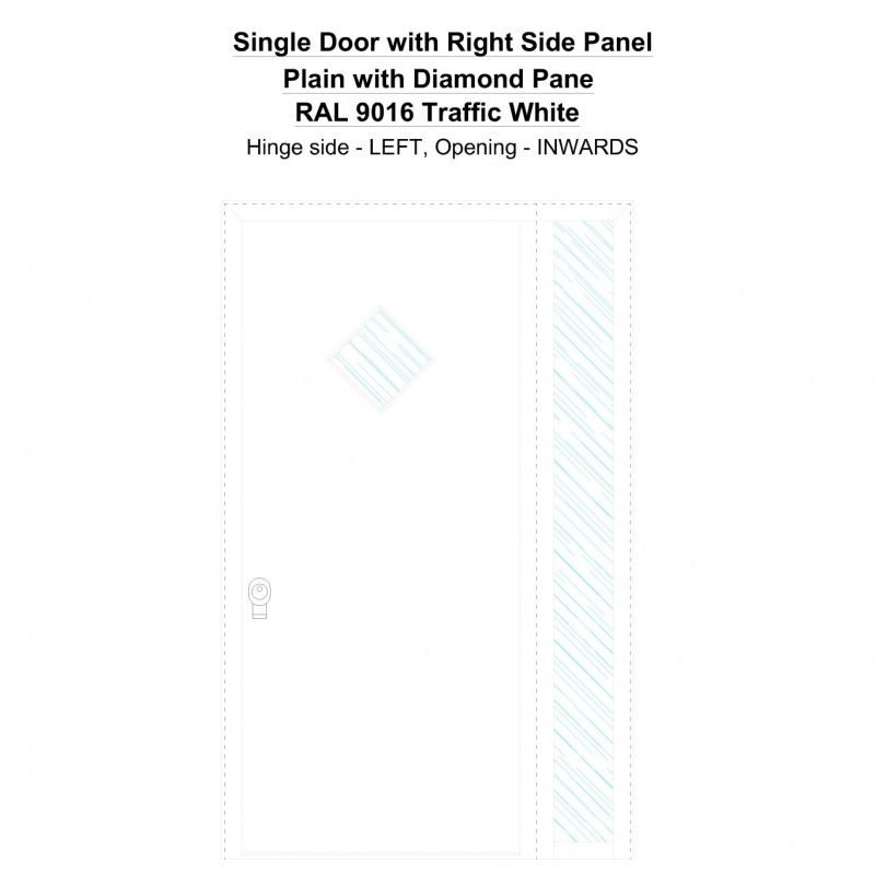 Sd1sp(right) Plain With Diamond Pane Ral 9016 Traffic White Security Door