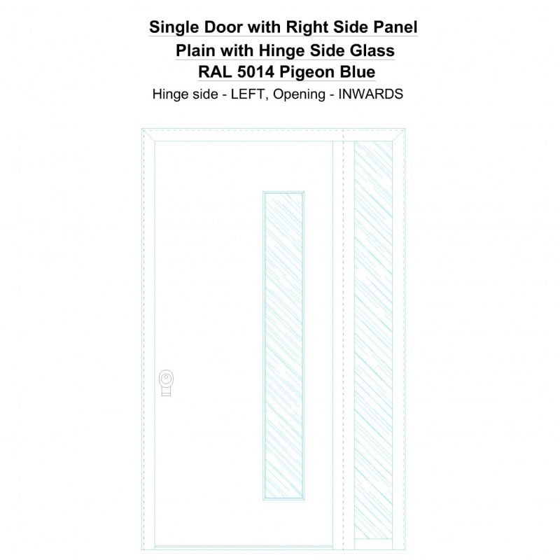 Sd1sp(right) Plain With Hinge Side Glass Ral 5014 Pigeon Blue Security Door