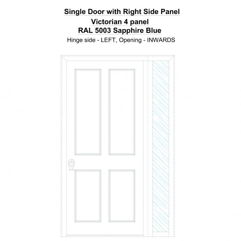 Sd1sp(right) Victorian 4 Panel Ral 5003 Sapphire Blue Security Door