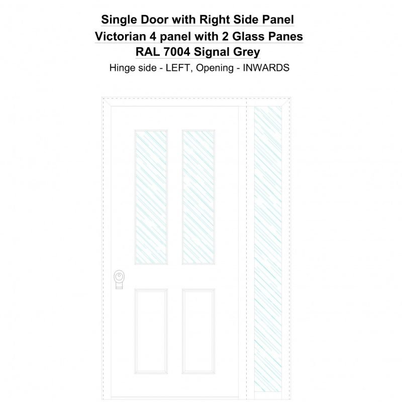 Sd1sp(right) Victorian 4 Panel With 2 Glass Panes Ral 7004 Signal Grey Security Door