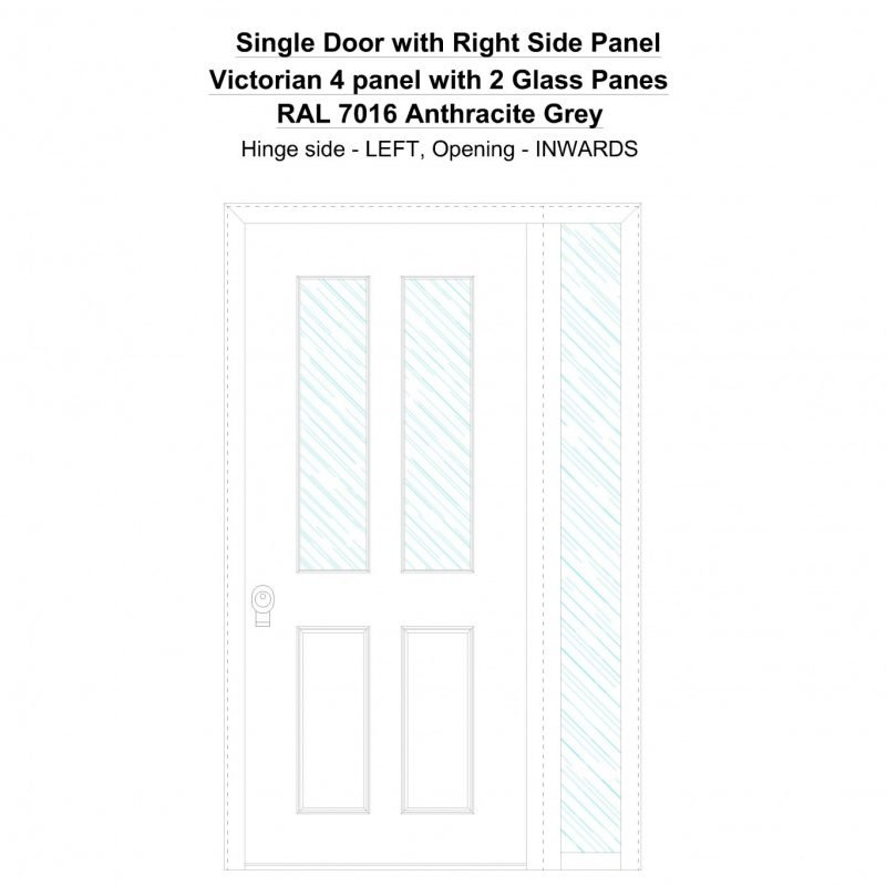 Sd1sp(right) Victorian 4 Panel With 2 Glass Panes Ral 7016 Anthracite Grey Security Door