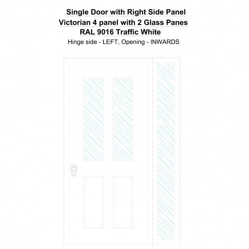 Sd1sp(right) Victorian 4 Panel With 2 Glass Panes Ral 9016 Traffic White Security Door