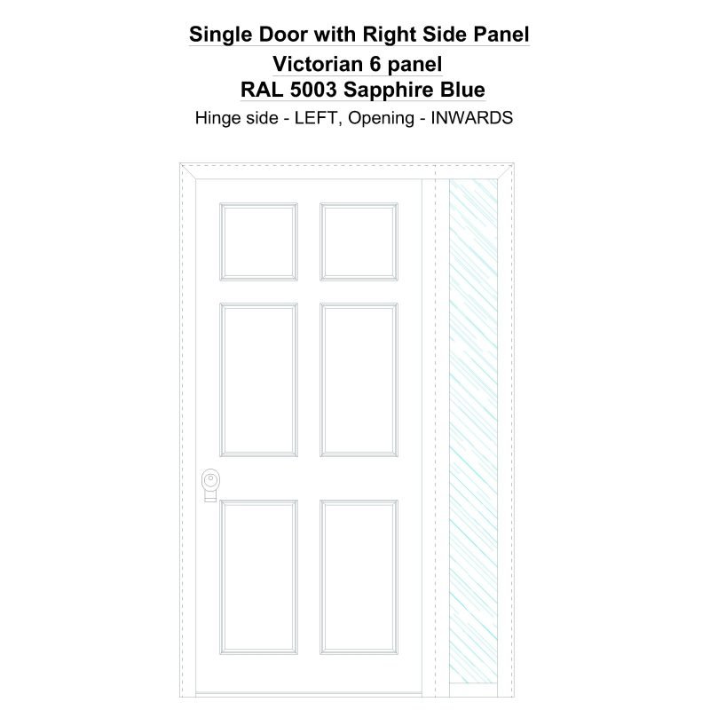 Sd1sp(right) Victorian 6 Panel Ral 5003 Sapphire Blue Security Door