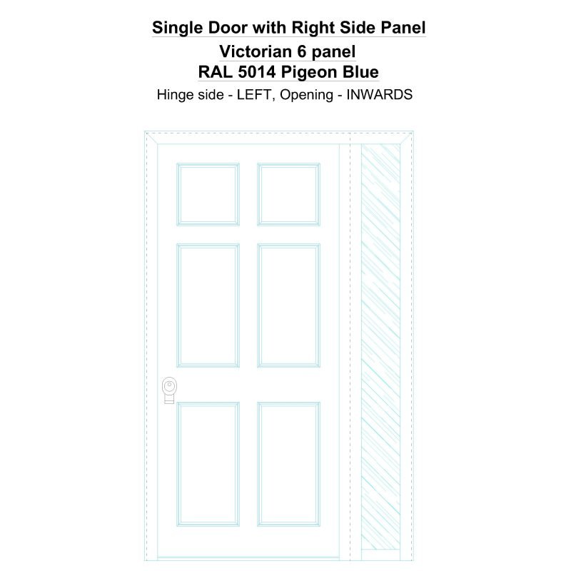 Sd1sp(right) Victorian 6 Panel Ral 5014 Pigeon Blue Security Door
