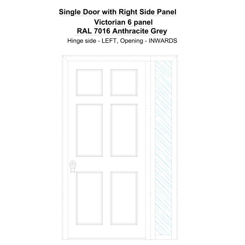 Sd1sp(right) Victorian 6 Panel Ral 7016 Anthracite Grey Security Door