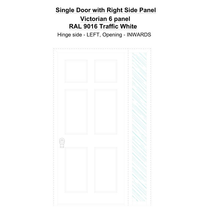 Sd1sp(right) Victorian 6 Panel Ral 9016 Traffic White Security Door