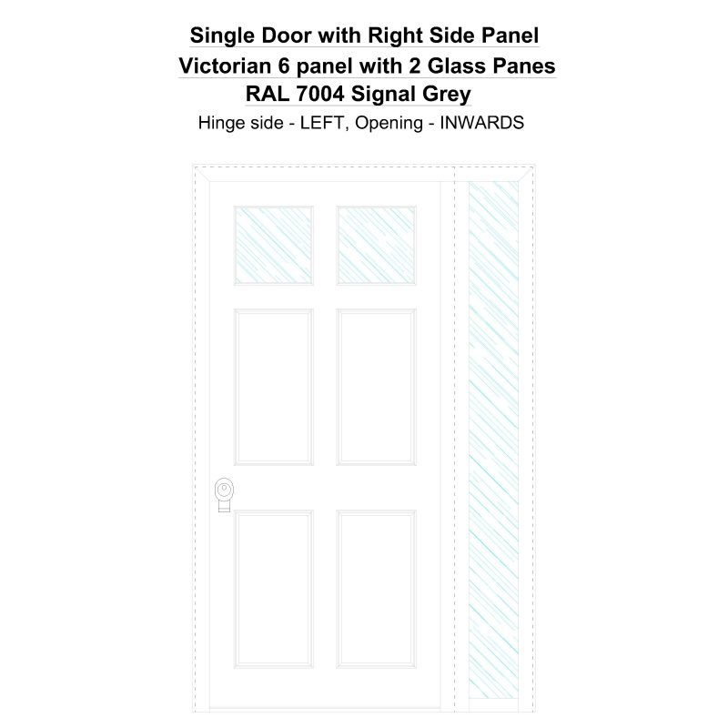 Sd1sp(right) Victorian 6 Panel With 2 Glass Panes Ral 7004 Signal Grey Security Door