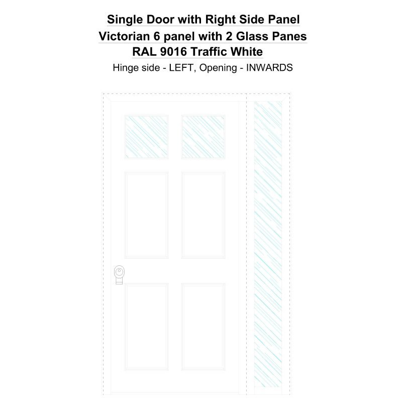 Sd1sp(right) Victorian 6 Panel With 2 Glass Panes Ral 9016 Traffic White Security Door