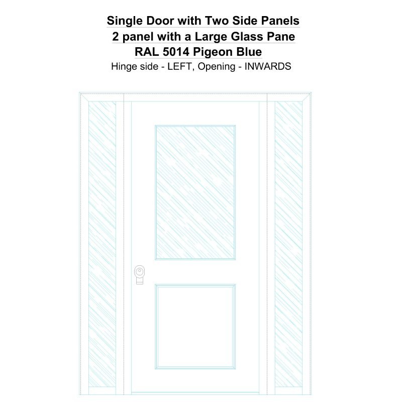 Sd2sp 2 Panel With A Large Glass Pane Ral 5014 Pigeon Blue Security Door