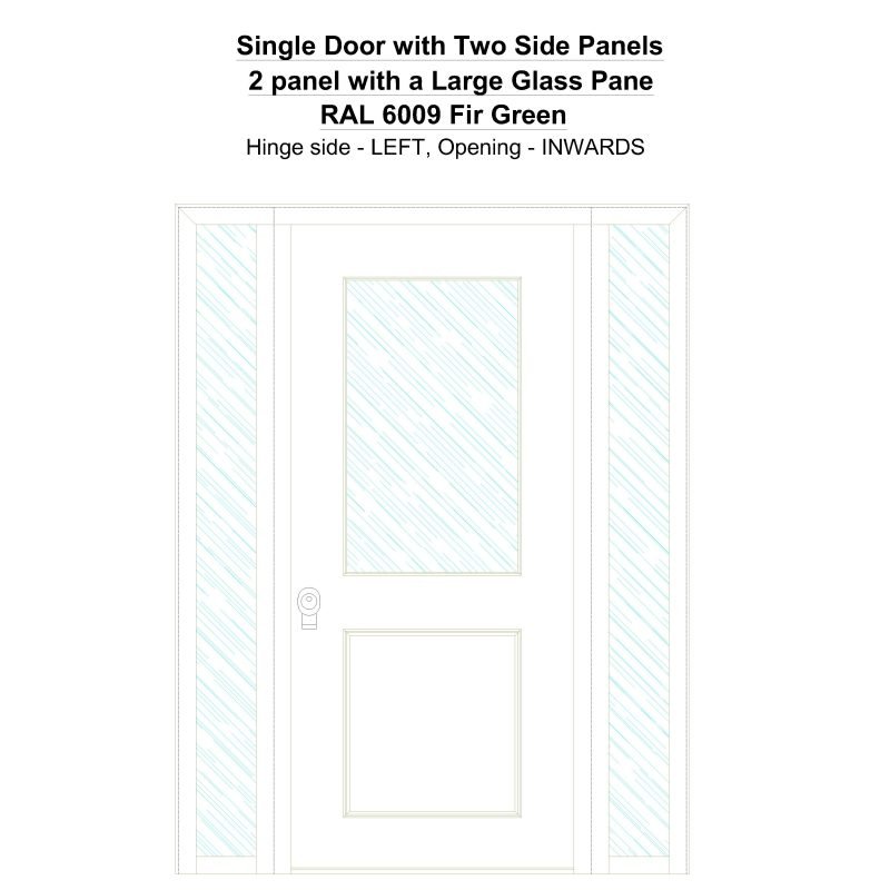 Sd2sp 2 Panel With A Large Glass Pane Ral 6009 Fir Green Security Door