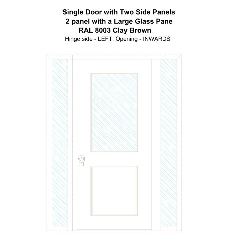 Sd2sp 2 Panel With A Large Glass Pane Ral 8003 Clay Brown Security Door