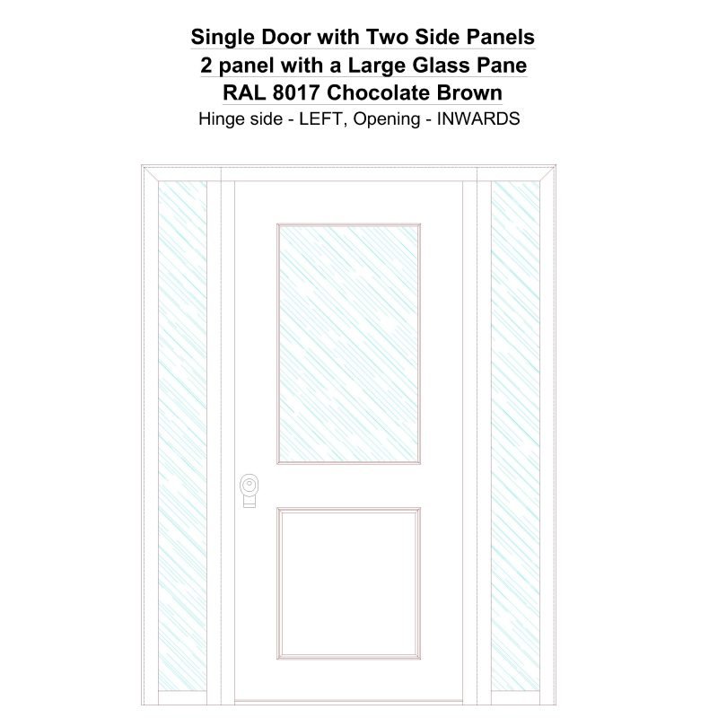 Sd2sp 2 Panel With A Large Glass Pane Ral 8017 Chocolate Brown Security Door