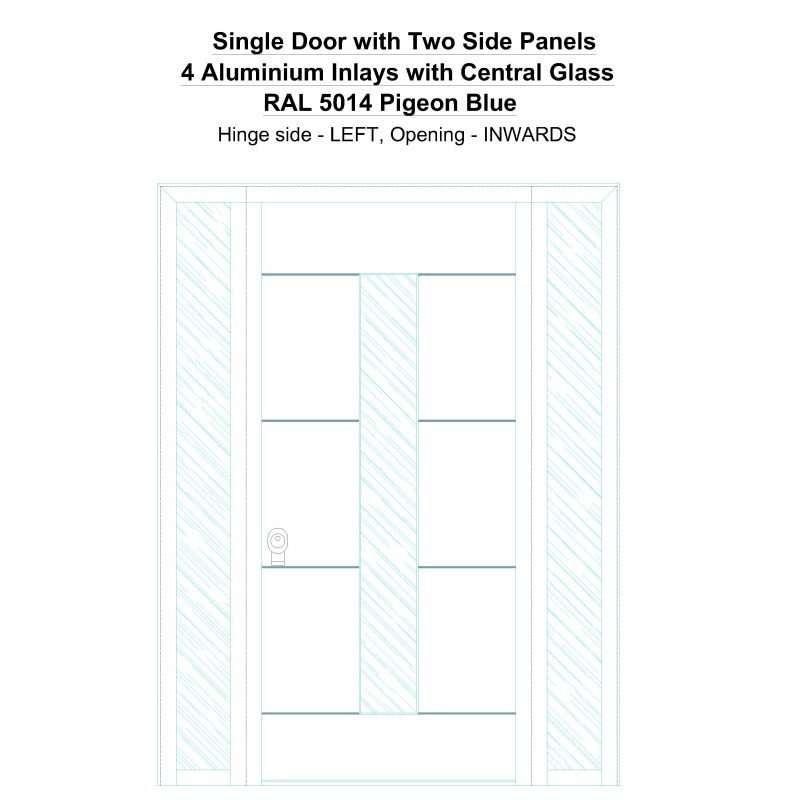 Sd2sp 4 Aluminium Inlays With Central Glass Ral 5014 Pigeon Blue Security Door