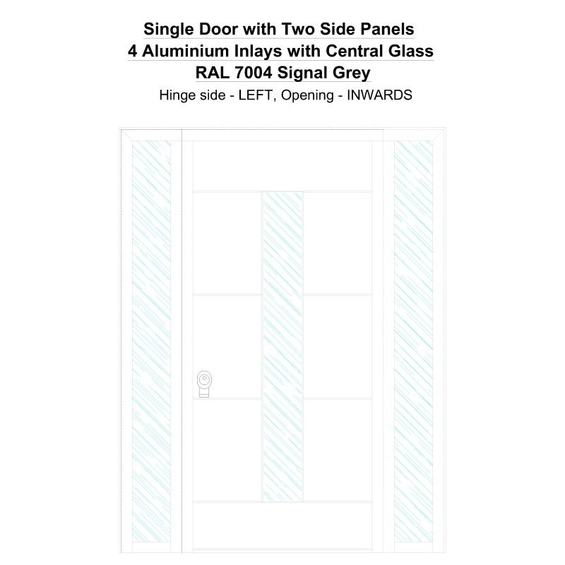 Sd2sp 4 Aluminium Inlays With Central Glass Ral 7004 Signal Grey Security Door