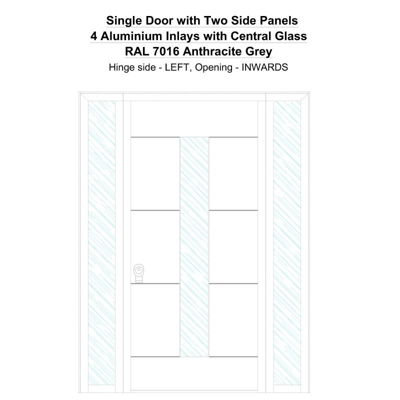 Sd2sp 4 Aluminium Inlays With Central Glass Ral 7016 Anthracite Grey Security Door