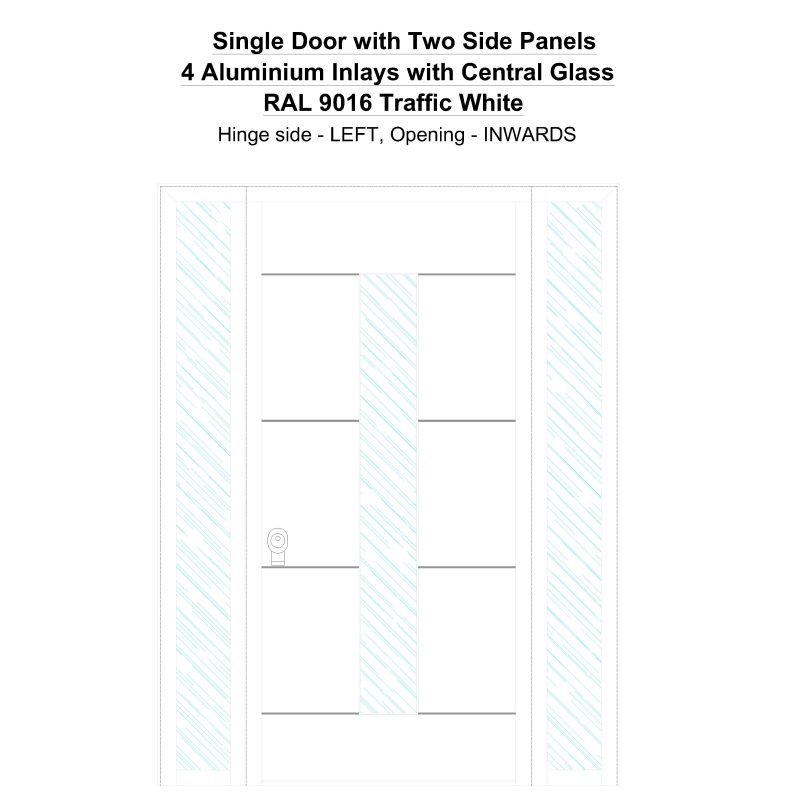 Sd2sp 4 Aluminium Inlays With Central Glass Ral 9016 Traffic White Security Door