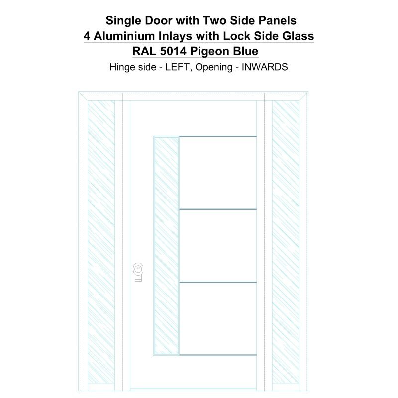 Sd2sp 4 Aluminium Inlays With Lock Side Glass Ral 5014 Pigeon Blue Security Door