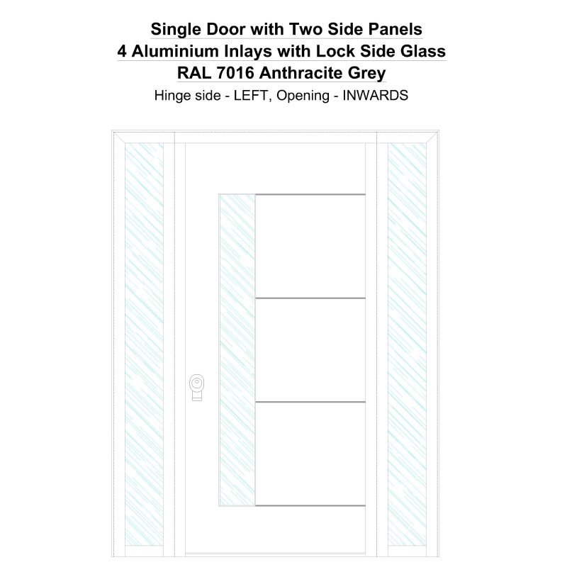 Sd2sp 4 Aluminium Inlays With Lock Side Glass Ral 7016 Anthracite Grey Security Door