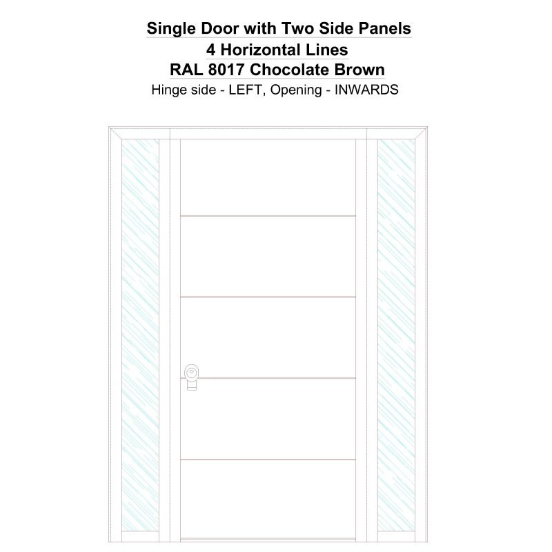 Sd2sp 4 Horizontal Lines Ral 8017 Chocolate Brown Security Door