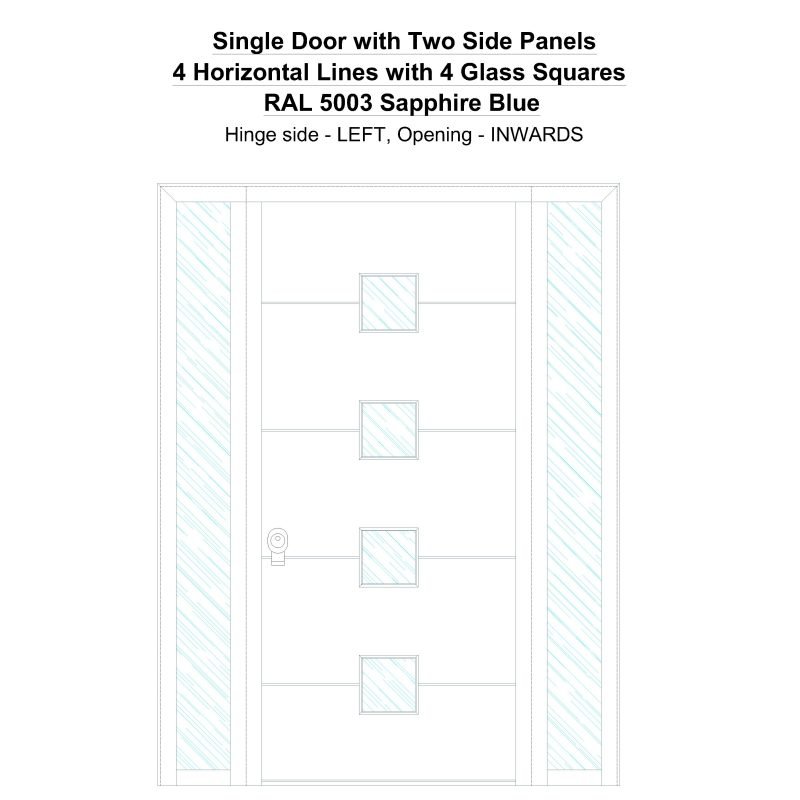 Sd2sp 4 Horizontal Lines With 4 Glass Squares Ral 5003 Sapphire Blue Security Door