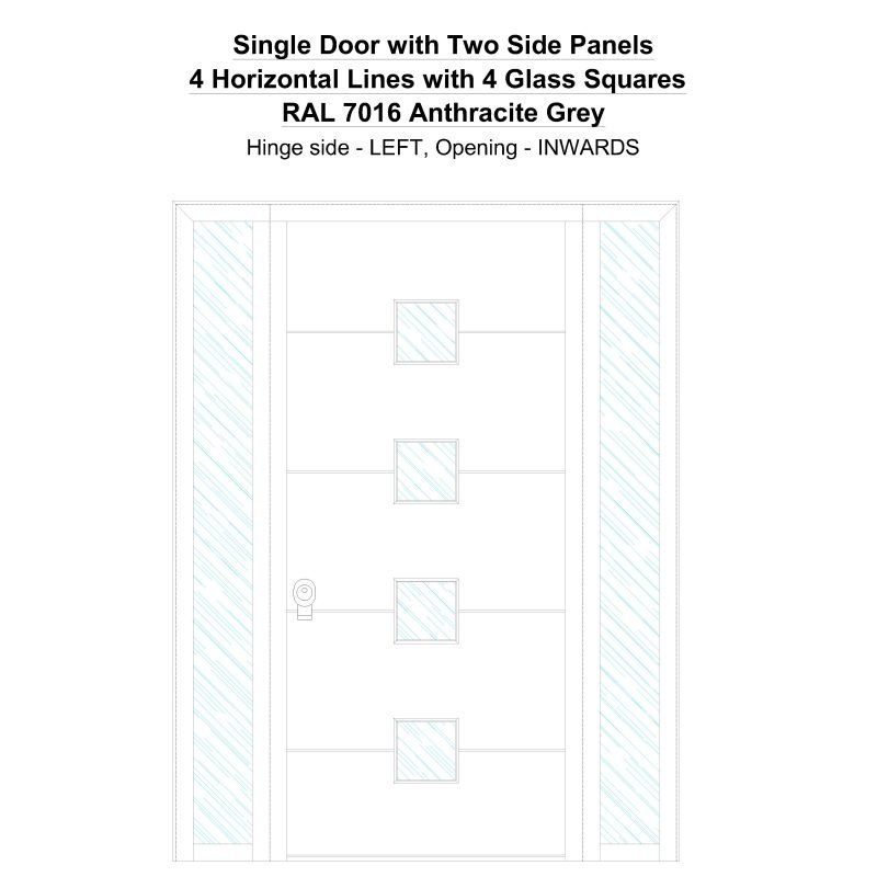 Sd2sp 4 Horizontal Lines With 4 Glass Squares Ral 7016 Anthracite Grey Security Door