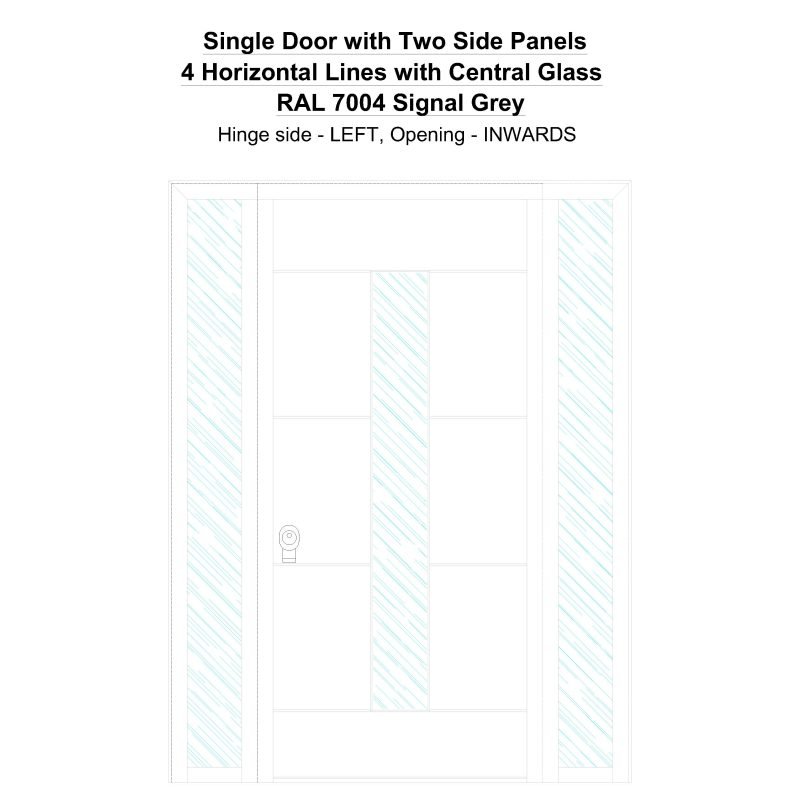 Sd2sp 4 Horizontal Lines With Central Glass Ral 7004 Signal Grey Security Door