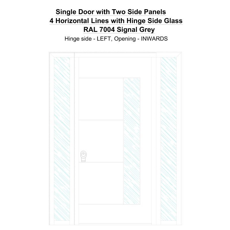 Sd2sp 4 Horizontal Lines With Hinge Side Glass Ral 7004 Signal Grey Security Door