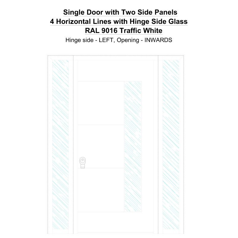 Sd2sp 4 Horizontal Lines With Hinge Side Glass Ral 9016 Traffic White Security Door