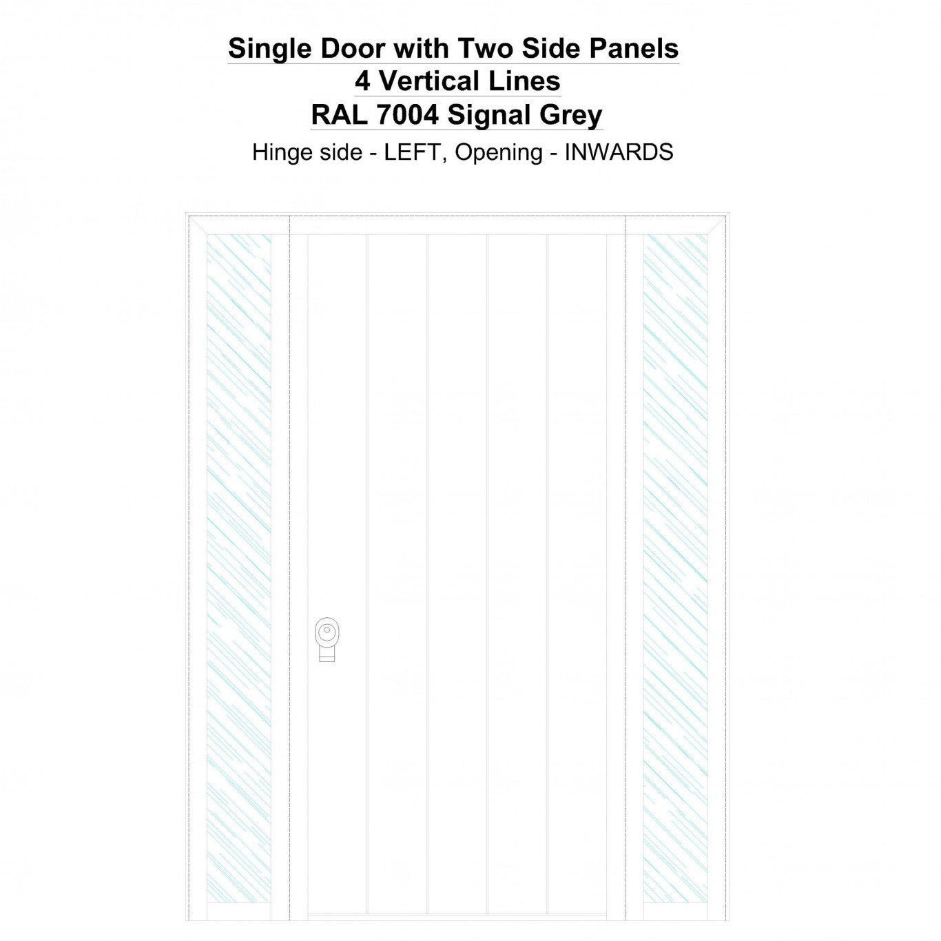 Single Door with Two Side Panels 4 Vertical Lines Signal Grey Security ...