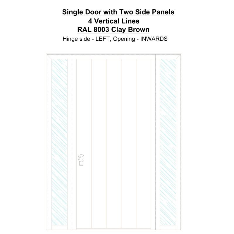 Sd2sp 4 Vertical Lines Ral 8003 Clay Brown Security Door