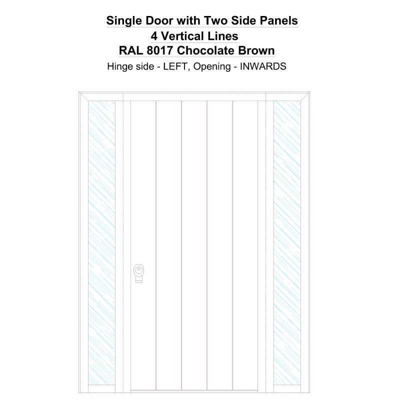 Sd2sp 4 Vertical Lines Ral 8017 Chocolate Brown Security Door