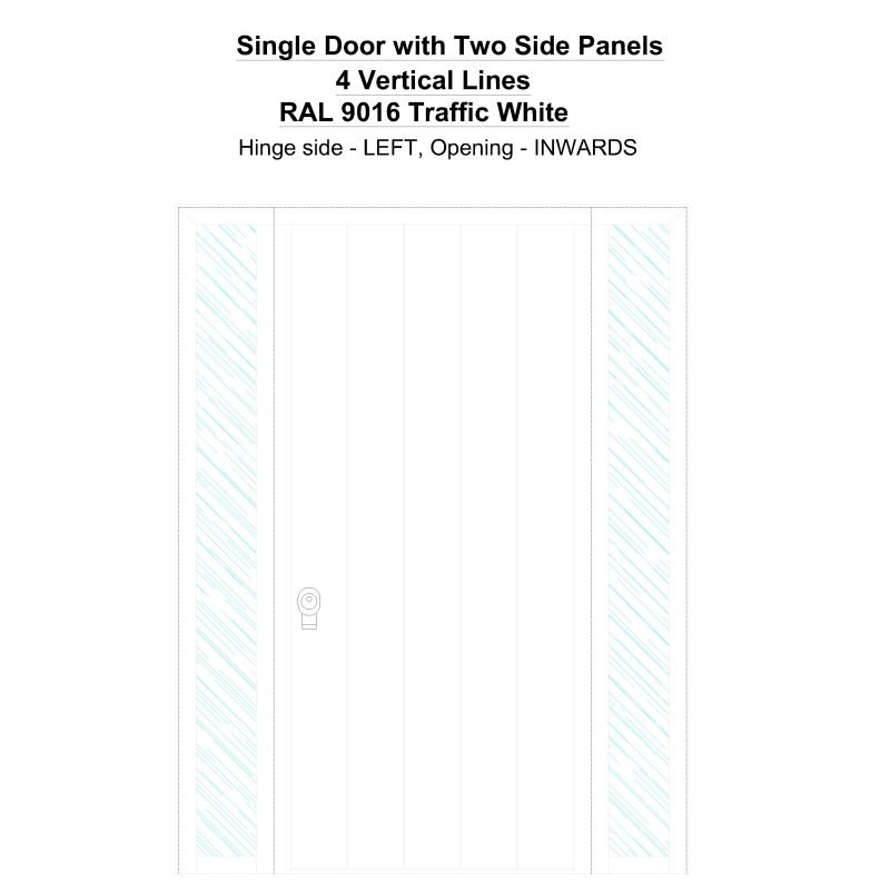 Sd2sp 4 Vertical Lines Ral 9016 Traffic White Security Door