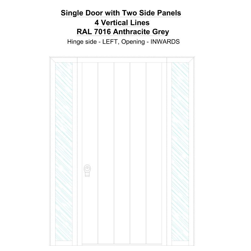 Sd2sp 4 Vertical Lines Ral7016 Anthracie Grey Security Door