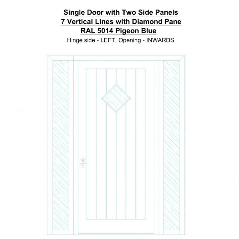 Sd2sp 7 Vertical Lines With Diamond Pane Ral 5014 Pigeon Blue Security Door