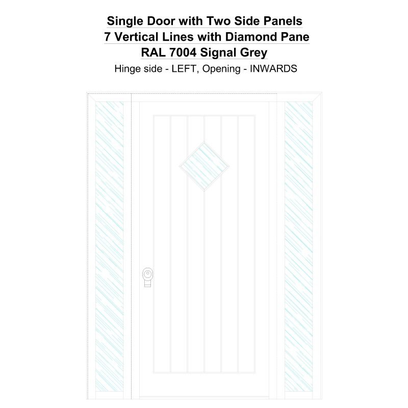 Sd2sp 7 Vertical Lines With Diamond Pane Ral 7004 Signal Grey Security Door