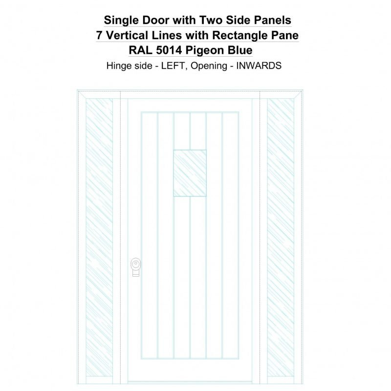 Sd2sp 7 Vertical Lines With Rectangle Pane Ral 5014 Pigeon Blue Security Door