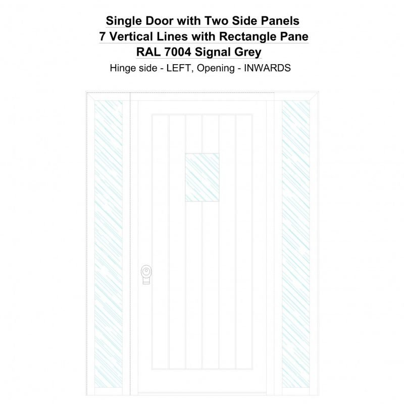 Sd2sp 7 Vertical Lines With Rectangle Pane Ral 7004 Signal Grey Security Door