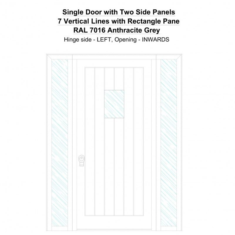 Sd2sp 7 Vertical Lines With Rectangle Pane Ral 7016 Anthracite Grey Security Door