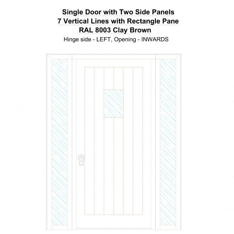 Sd2sp 7 Vertical Lines With Rectangle Pane Ral 8003 Clay Brown Security Door