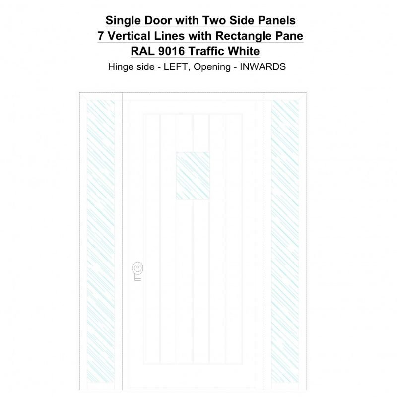 Sd2sp 7 Vertical Lines With Rectangle Pane Ral 9016 Traffic White Security Door