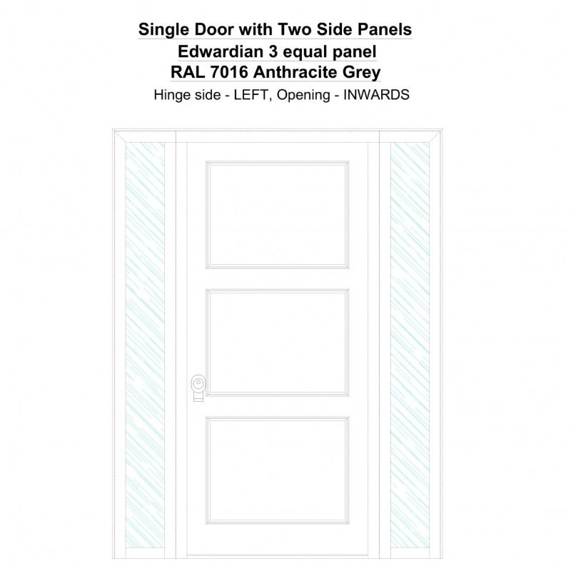 Sd2sp Edwardian 3 Equal Panel Ral 7016 Anthracite Grey Security Door