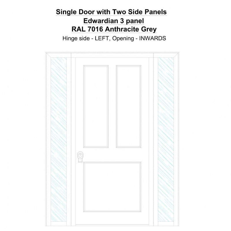 Sd2sp Edwardian 3 Panel Ral 7016 Anthracite Grey Security Door