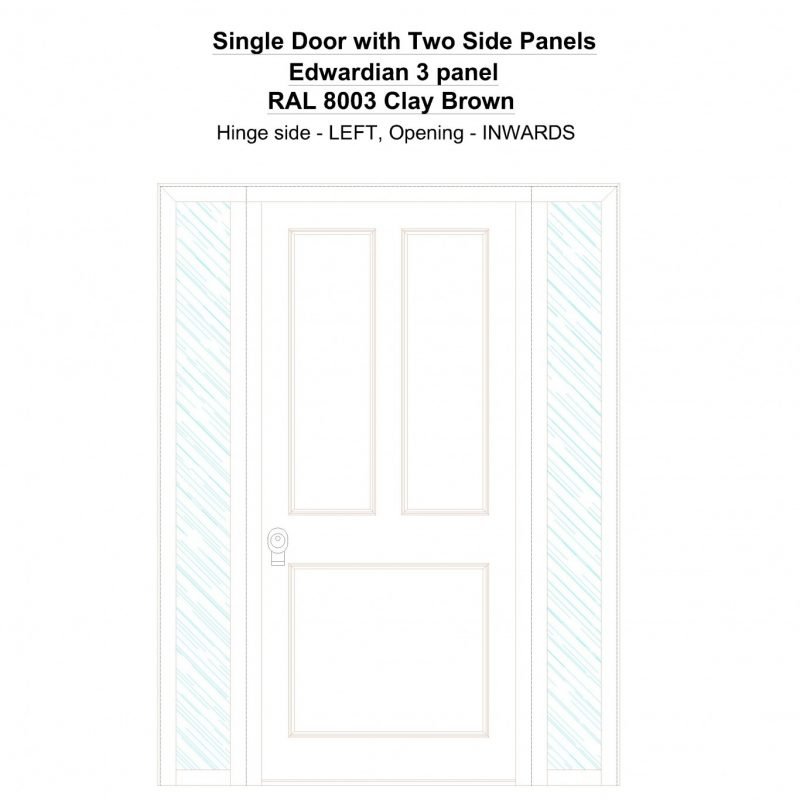 Sd2sp Edwardian 3 Panel Ral 8003 Clay Brown Security Door