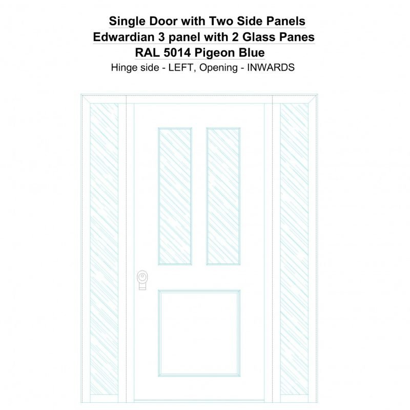 Sd2sp Edwardian 3 Panel With 2 Glass Panes Ral 5014 Pigeon Blue Security Door