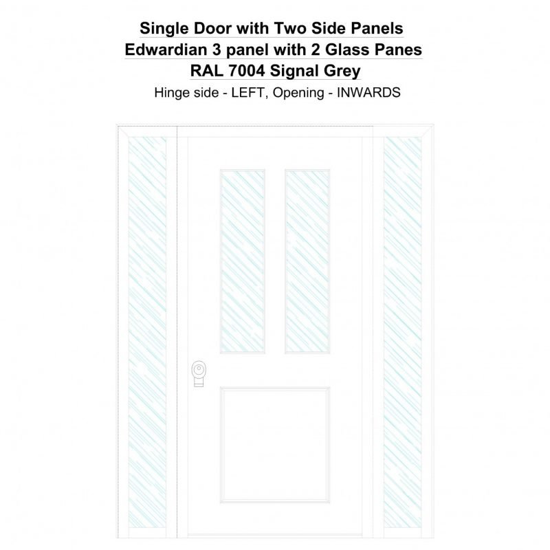 Sd2sp Edwardian 3 Panel With 2 Glass Panes Ral 7004 Signal Grey Security Door