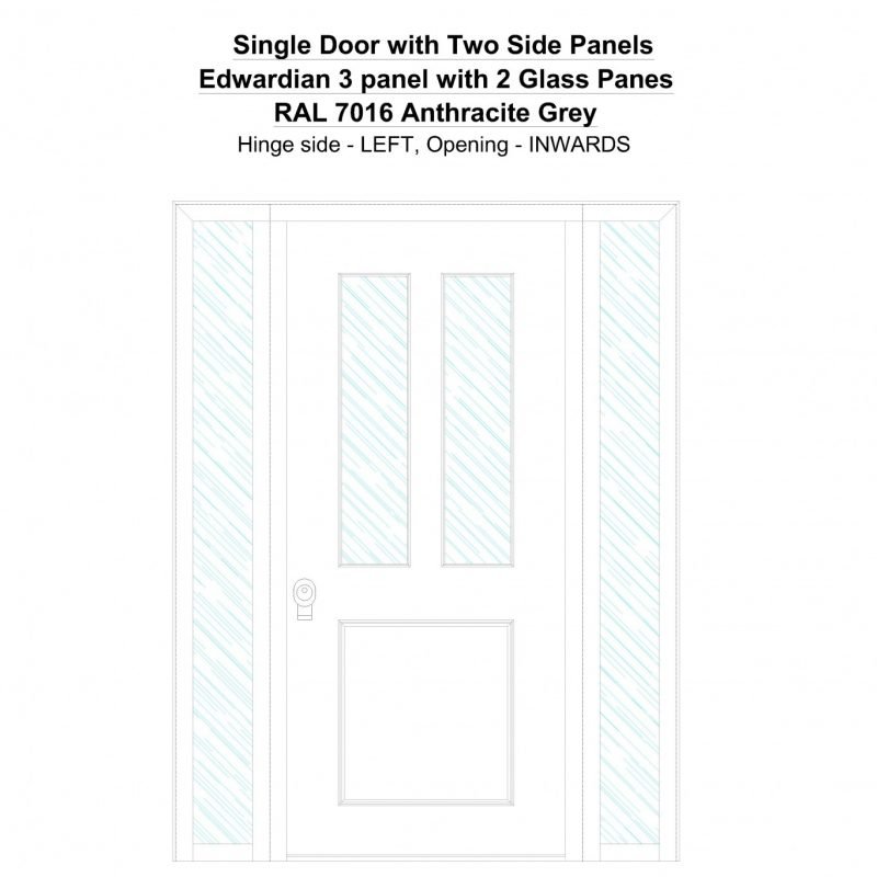 Sd2sp Edwardian 3 Panel With 2 Glass Panes Ral 7016 Anthracite Grey Security Door