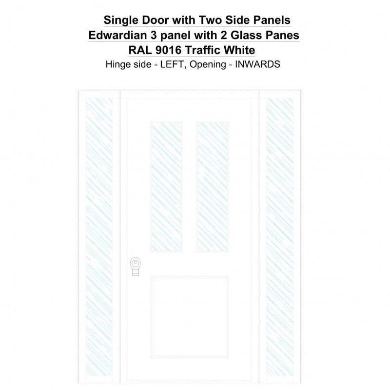 Sd2sp Edwardian 3 Panel With 2 Glass Panes Ral 9016 Traffic White Security Door