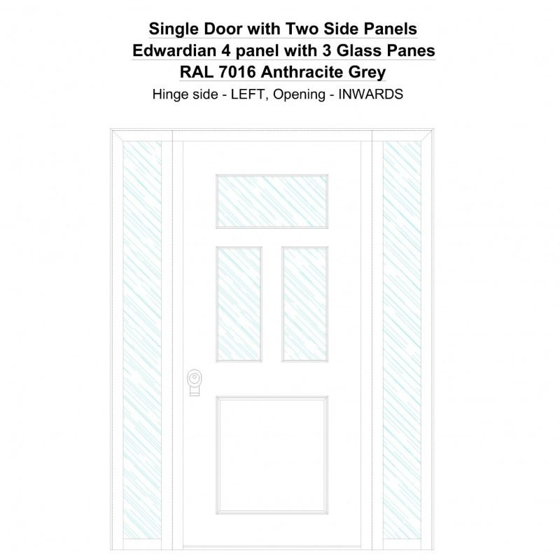 Sd2sp Edwardian 4 Panel With 3 Glass Panes Ral 7016 Anthracite Grey Security Door