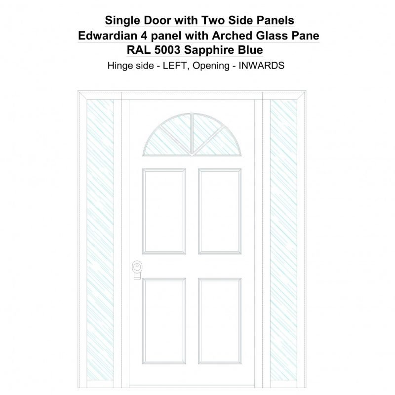 Sd2sp Edwardian 4 Panel With Arched Glass Pane Ral 5003 Sapphire Blue Security Door