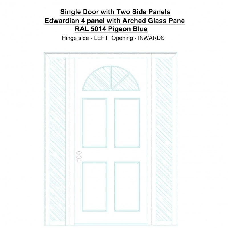 Sd2sp Edwardian 4 Panel With Arched Glass Pane Ral 5014 Pigeon Blue Security Door
